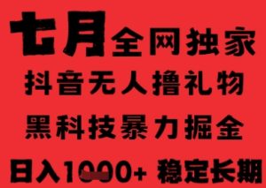 7月最新风口抖音无人直播纯暴力撸音浪,不出镜不说话,黑科技全自动运行,长期稳定,日入1k【揭秘】-赚金金-技能学习分享