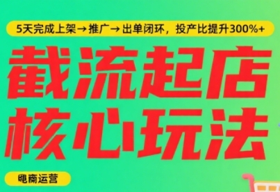 淘宝截流快速起店玩法，掌握暴力快速起店的流程，5天完成上架-推广-出单闭环-赚金金-技能学习分享