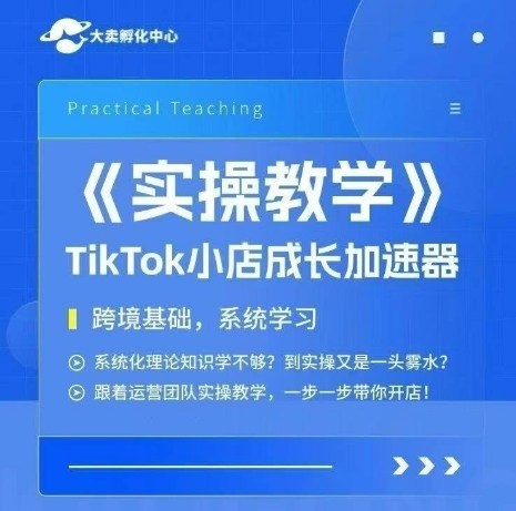 大卖家孵化中心TikTok实操课，TikTok小店成长加速器，跨境基础系统学习，一步一步带你开店-赚金金-技能学习分享