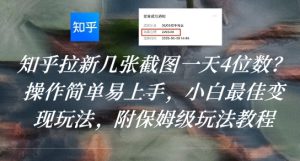 知乎拉新几张截图一天4位数?操作简单易上手,小白最佳变现玩法,附保姆级玩法教程-赚金金-技能学习分享