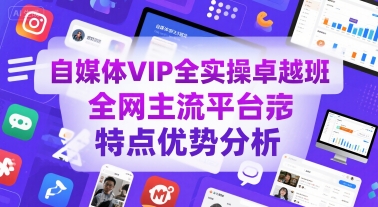 自媒体VIP全实操卓越班，全网主流平台特点优势分析-赚金金-技能学习分享