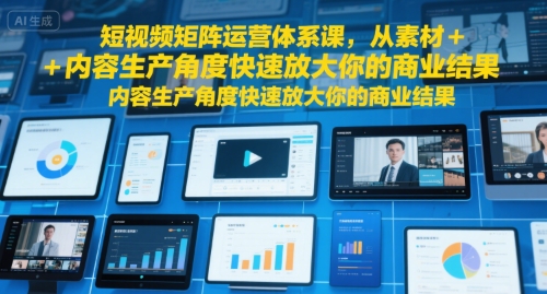 短视频矩阵运营体系课，从素材+内容生产角度快速放大你的商业结果-赚金金-技能学习分享