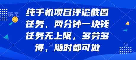 纯手机项目评论截图任务，两分钟一块钱 任务无上限多劳多得，随时随地都能做【揭秘】-赚金金-技能学习分享
