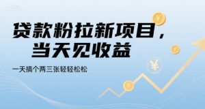贷款粉拉新项目,当天见收益,一天搞个两三张轻轻松松【揭秘】-赚金金-技能学习分享