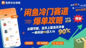 闲鱼冷门赛道爆单攻略,长期可做,当天上架当天开单,一单利润90% 利润,日入1k【揭秘】-赚金金-技能学习分享
