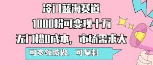 冷门蓝海赛道,1000粉可变现十W,无门槛0成本,市场需求大,可多领域做,可复制性强-赚金金-技能学习分享