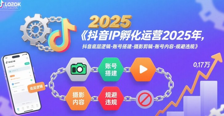 抖音IP孵化运营2025年，抖音底层逻辑-账号搭建-摄影剪辑-账号内容-规避违规-赚金金-技能学习分享