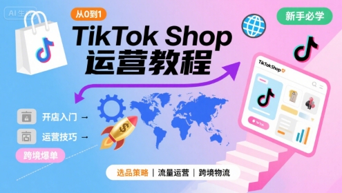TikTok Shop从0到1运营教程，TikTok跨境电商新手必学课程-赚金金-技能学习分享