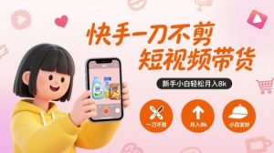 快手一刀不剪短视频带货,新手小白轻松月入8k-赚金金-技能学习分享