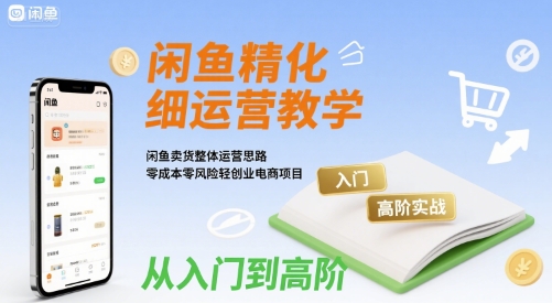 闲鱼精细化运营入门+高阶实战教学，闲鱼卖货整体运营思路，零成本零风险轻创业电商项目-赚金金-技能学习分享