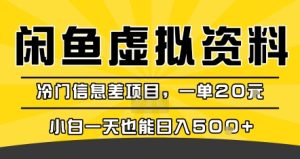咸鱼虚拟资料变现,冷门信息差项目,一单20米,小白一天也能日入5张+-赚金金-技能学习分享