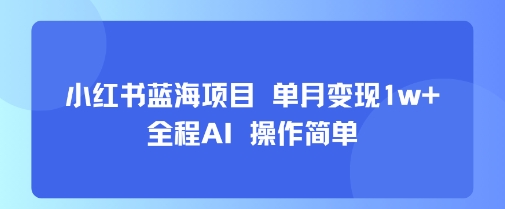 小红书蓝海项目 单月变现1w+ 全程AI 操作简单-赚金金-技能学习分享