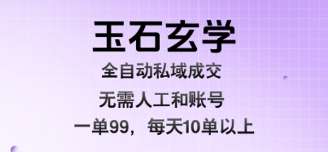 玉石玄学全自动私域成交，一单99每天十单以上，无需人工和矩阵账号，蓝海项目直接干【揭秘】-赚金金-技能学习分享