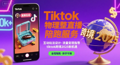 Tiktok物理整蛊直播陪跑服务-tiktok跨境2025-赚金金-技能学习分享