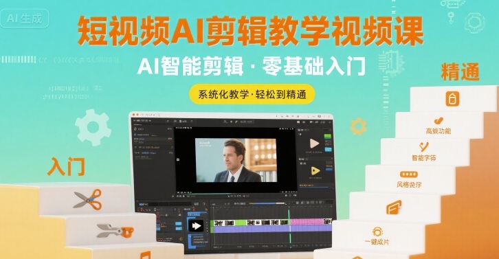 短视频AI剪辑教学视频课，入门到精通-赚金金-技能学习分享