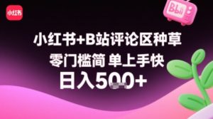 小红书+B站评论区种草,零门槛简单上手快 ,1分钟一单,只需复制粘贴评论就有钱-赚金金-技能学习分享