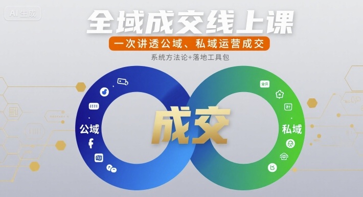 全域成交线上课，一次讲透公域、私域运营成交-赚金金-技能学习分享