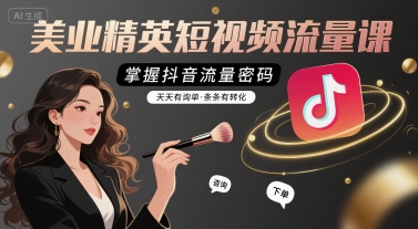 美业精英短视频流量课，掌握抖音流量密码，天天有询单，条条有转化-赚金金-技能学习分享