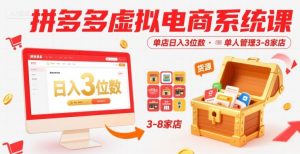 拼多多虚拟电商系统课,单店日入3位数,单人可管理3-8家店【附货源】-赚金金-技能学习分享