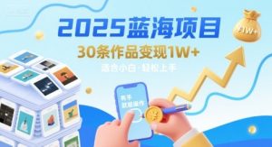 2025蓝海项目30条作品 变现1w+ 有手就能操作适合小白做-赚金金-技能学习分享