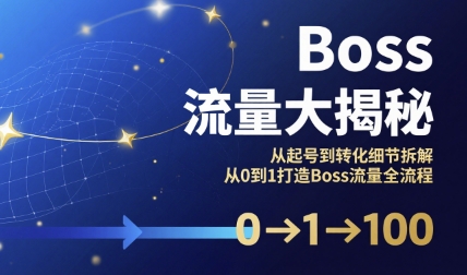Boss流量大揭秘，从起号到转化细节拆解，从0到1打造Boss流量全流程-赚金金-技能学习分享