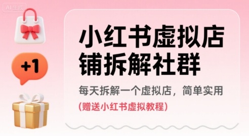 小红书虚拟店铺拆解社群，每天拆解一个虚拟店，简单实用(赠送小红书虚拟教程)-赚金金-技能学习分享