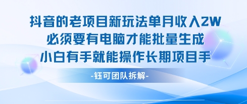 老项目新玩法单月收入2W小白有手就能操作长期项目-赚金金-技能学习分享