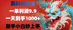 黑科技一单利润9.9米,一天轻松四位数项目,不挑人,小白也可轻松上手【揭秘】-赚金金-技能学习分享
