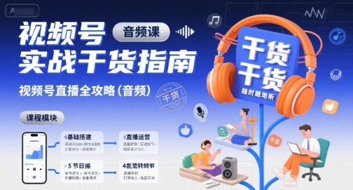 视频号实战干货指南，视频号直播全攻略（音频）-赚金金-技能学习分享