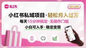 小红书私域项目 月入过W非常轻松 每天15分钟即可搞定,无任何操作门槛,小白可入手-赚金金-技能学习分享