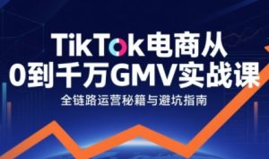 TikTok电商从0到千万GMV实战课,从0到1拆解实战秘籍-赚金金-技能学习分享