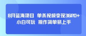 8月AI蓝海项目,单条视频变现1k+ 小白可玩 操作简单易上手-赚金金-技能学习分享