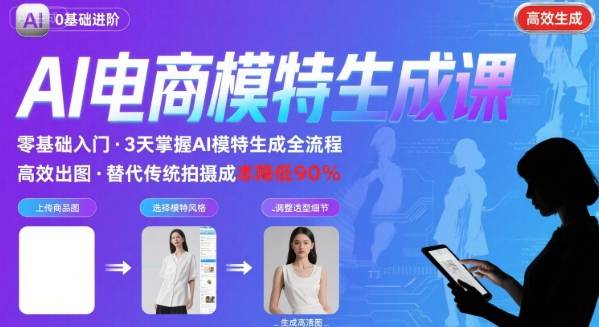 AI模特进阶课程，0基础高效生成逼真电商模特图-赚金金-技能学习分享
