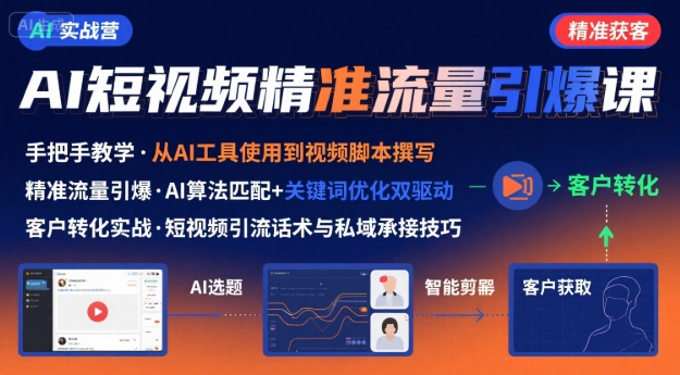 AI+短视频引爆精准客户实战营，手把手教你引爆Ai短视频精准流量-赚金金-技能学习分享