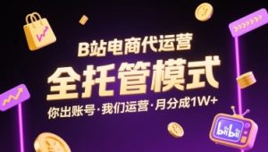 B站电商代运营,全托管模式,你出账号,我们来运营,每月分成1W+【揭秘】-赚金金-技能学习分享