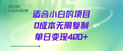 适合小白的项目0成本无限复制单日变现4张+-赚金金-技能学习分享