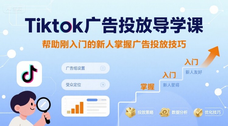 Tiktok广告投放导学课，帮助刚入门的新人掌握广告投放技巧-赚金金-技能学习分享