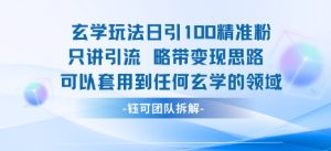 玄学玩法日引100精准粉只讲引流略带变现思路可以套用到任何玄学的领域-赚金金-技能学习分享
