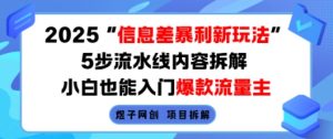 2025信息差暴利新玩法,5步流水线内容拆解,小白也能入门爆款流量主-赚金金-技能学习分享
