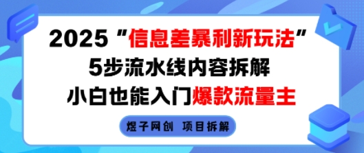 2025信息差暴利新玩法，5步流水线内容拆解，小白也能入门爆款流量主-赚金金-技能学习分享