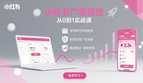 小红书广告投放从0到1的实战课，学完即可开始投放，拒绝无效广告消耗-赚金金-技能学习分享