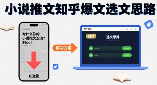 为什么你的小说推文没流量？小说推文知乎爆文选文思路-赚金金-技能学习分享