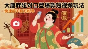 大唐胖妞对口型爆款短视频玩法,快速起千粉万粉号-赚金金-技能学习分享