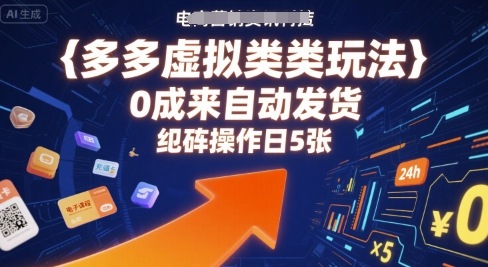 多多虚拟类目玩法，0成本全自动发货，矩阵操作日5张-赚金金-技能学习分享