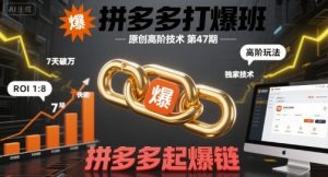 拼多多打爆班原创高阶技术第47期,拼多多起爆链-赚金金-技能学习分享