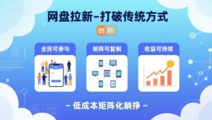 网盘拉新-打破传统方式,低成本矩阵化躺挣,全民可参与、矩阵可复制、收益可持续【揭秘】-赚金金-技能学习分享