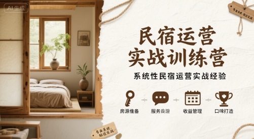 民宿运营实战训练营，系统性民宿运营实战经验-赚金金-技能学习分享