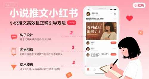 小说推文小红书高转化引导方法实操课，小说推文高效且正确引导方法-赚金金-技能学习分享