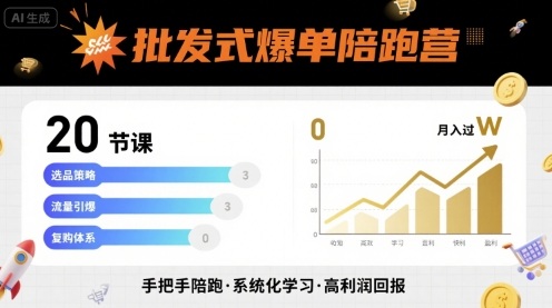 批发式爆单陪跑营，20节课带你实现批发式爆单，带你经松月入过W-赚金金-技能学习分享