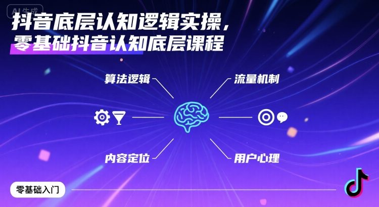 抖音底层认知逻辑实操，零基础抖音认知底层课程-赚金金-技能学习分享